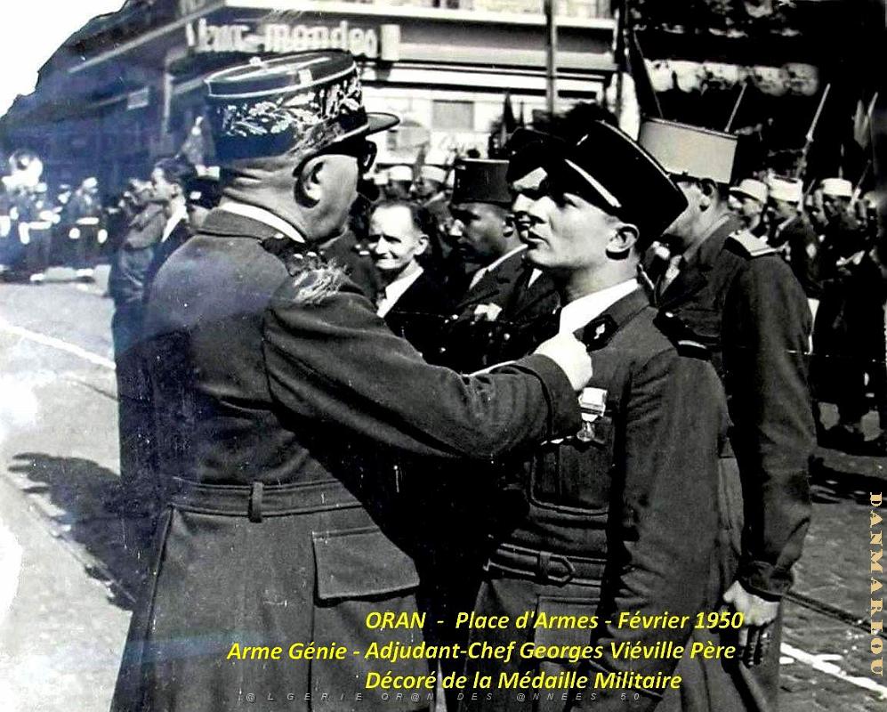 Oran - Place d'Armes - Adjudant-Chef Genie G. Vieville  - Medaille Militaire - 1950.JPG